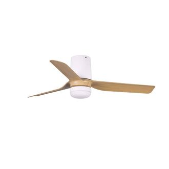 Netlighting Mini Punt Tub 90cm Smart LED Ceiling Fan Matt White Maple Blades CCT