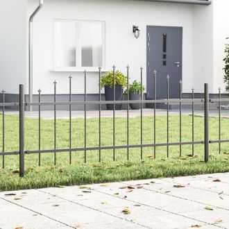 Berkfield Home Fence Panel with Spike Arch Set of 2 Grey Powder-Coated Steel