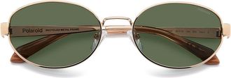 Polaroid 55mm Polarized Oval Sunglasses in Rose Gold/Green Pz at Nordstrom