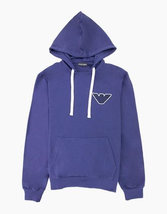 Emporio Armani Mens Emporio Armani Eagle Logo Hooded Sweater Blue - Size: 40