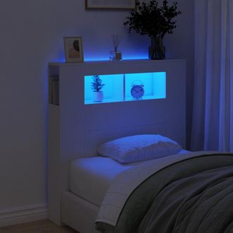 vidaXL Cabecero Con Led Madera De Ingenier&iacute;a Blanco 100x18,5x103,5 Cm Vidaxl