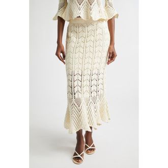 Zimmermann Awaken Crochet Midi Skirt in Cream at Nordstrom, Size 1
