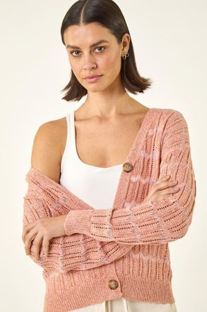 Roman Stitch Detail Button Through Knit Cardigan