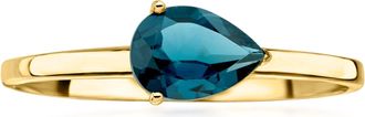 Ross-Simons Pear-Shaped London Blue Topaz Ring in 10kt Yellow Gold
