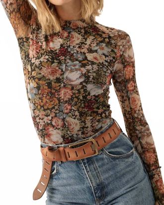 Promesa Victoria Floral Mesh Top In Multi