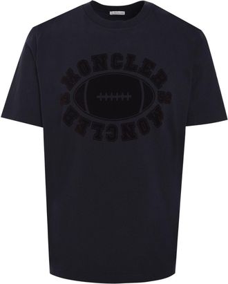 Moncler American Football motif T-shirt - men - Cotton - S - Black