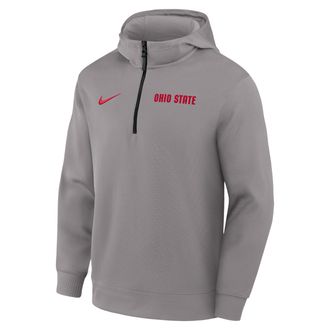 Nike Ohio State Coaches Premium Mens Nike Mens Dri-FIT College 1/4-Zip Hoodie in Grey | 03PQ03COH-NWP
