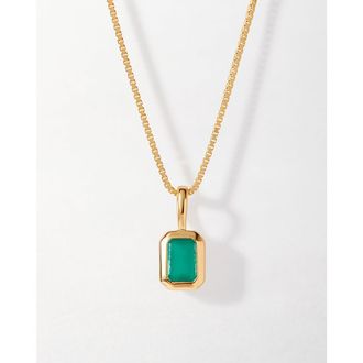 Edge of Ember Deco Birthstone Necklace in Green Onyx (May) at Nordstrom, Size 16