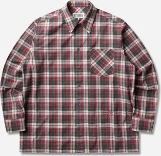 Maison Margiela Men s Logo Embroidery Shirt Red / Black / Off White