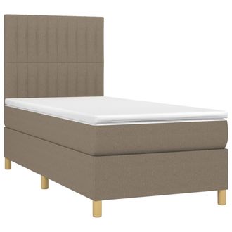 vidaXL Cama Box Spring Con Colch&oacute;n Tela Gris Taupe 80x200 Cm Vidaxl
