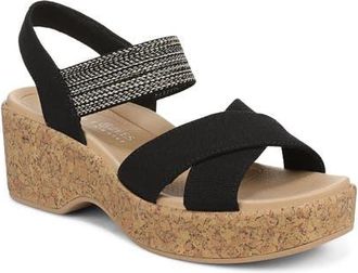 Life Stride Verity Platform Wedge Sandal in Black at Nordstrom, Size 7.5
