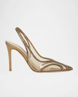 Gianvito Rossi Burma Embellished Plexi Slingback Pumps