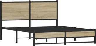 vidaXL Metal Bed Frame without Mattress Sonoma Oak 140x200 cm Vidaxl