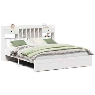 Berkfield Home Bookcase Bed Frame White 180x200cm Super King Solid Wood Pine