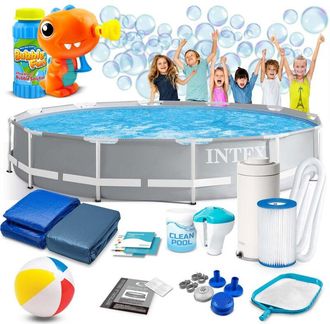 Intex Piscina De Jard&iacute;n Con Estructura 366 X 76 Cm 16 En 1 Intex 26712 + M&aacute;quina De Burbujas Gratis