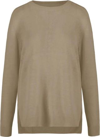 Bomboogie Trui met lange mouwen en ronde hals - Dames - Ronde hals truien - Beige - XL - Linnen - Truien & Vesten