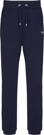 Balmain Logo Bedrukte Katoenen Joggingbroek - Heren - Sweatpants - Blauw - 3XL - Katoen - Broeken