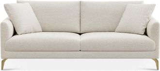 Castlery Lena Sofa Customized, (Performance Classic Twill) Cream (Brass Legs), Spill Resistant, Removable Covers for Sofas by Castlery