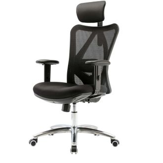 Hhg SIHOO poltrona ufficio ergonomica regolabile supporto lombare 150kg tessuto senza poggiapiedi nero