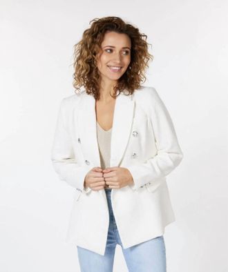 Esqualo Willa Boucle Blazer In Off White