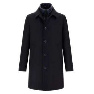 Herno Single-Breasted Coat - Heren - Mantel - Blauw - 2XL - Wol - Jassen