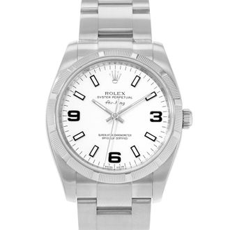 Rolex Pre-owned Rolex Air King 34 Automatic Chronometer White Dial Mens Watch 114210 WAO