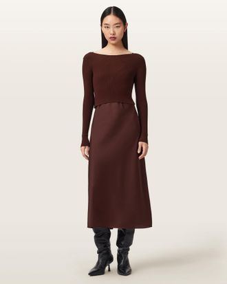 AllSaints Hera 2-in-1 Midi Dress