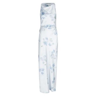 Vince Maxi Dresses, female, Blue, Size: M Petal Blur Satin Twist-Shoulder Dress