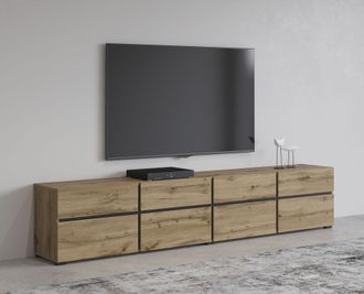 Inosign Lowboard »Cross, moderne grifflose TV-Kommode,4 Klappen/4 Schubkästen« Breite 225 cm, TV-Schrank mit viel Stauraum, TV-Board