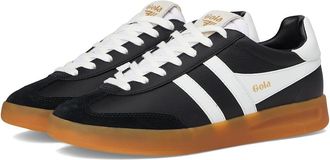 Gola Cyclone Leather Womens Walking Shoes Black/White/Gum : 9.5 B - Medium, Leather/Rubber