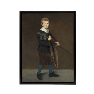 Artery8 Boy with a Sword Portrait Painting Manet Framed Canvas Wall Art in Brown | Size: W24 x H32