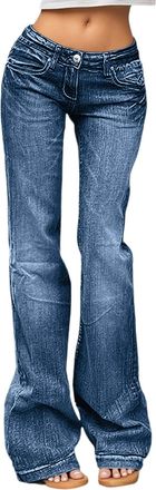 Generic Womens Flare Jeans Y2K 90s Bootcut Low Rise Vintage Distressed Pants Denim Pants Bell Bottoms for Yoga Casual Gym and Sports Trousers Loose Fit Hippie