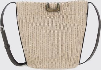 Brunello Cucinelli Borsa mini in rafia crochet con tracolla in pelle