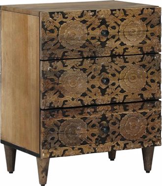 vidaXL Mueble Cama Marr&oacute;n 50 X 33 X 60 Cm Madera De Mango Maciza Vidaxl