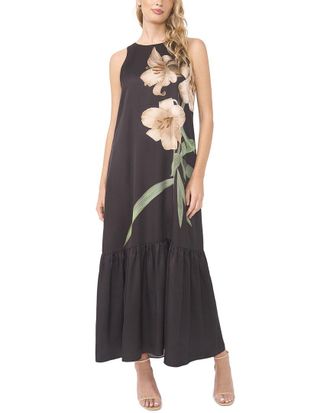 Vince Camuto High Neck Drop Waist Tiered Maxi Dress