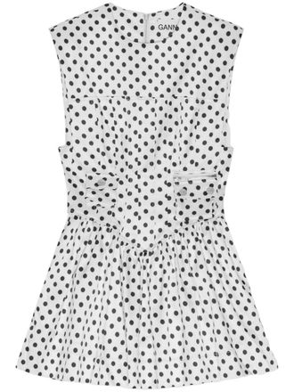 Ganni polka dot-print mini dress - women - Polyamide/Elastane - 40 - White