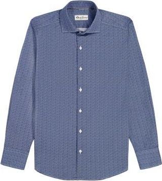 Robert Graham Tadlow Micro Cotton Button-Up Shirt in Blue at Nordstrom Rack, Size 15.5 - R