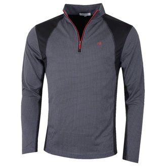 Calvin Klein Mens Micro Grid Half Zip Mid Layer - Slate/Red - XXXL