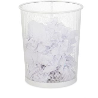 Relaxdays Relaxdays - Set 4 Papeleras De Metal Enrejado, Cubo Papeles Dormitorio, Sin Tapa, Cesto Residuos Pl&aacute;stico, 35 X 29,5 Cm, Blanco