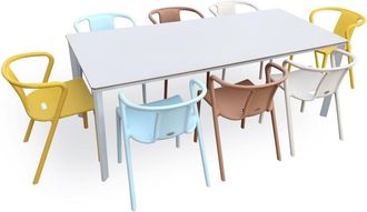 DCB Garden Conjunto de comedor de jard&iacute;n 8 plazas de aluminio lacado