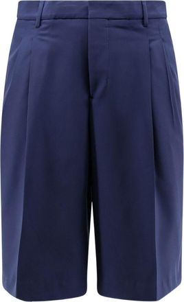 Ami Tailored Navy Shorts With Front Pleats