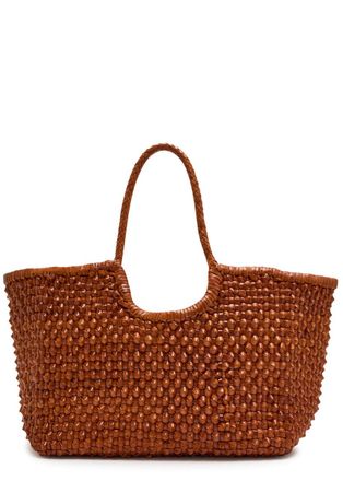 Dragon Diffusion Nantucket Cactus Woven Leather Tote bag - Tan - One Size
