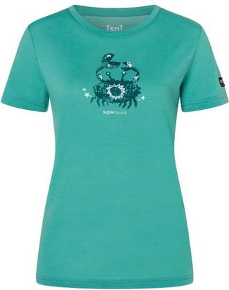 super.natural Mrs Crab Tee Merinoshirt f&uuml;r Damen | gr&uuml;n/ various