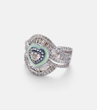 Kamyen Jewellery 18kt white gold and titanium pinky ring with diamonds