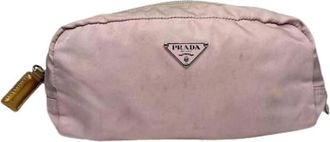 Prada Pre-owned Re-edition Clutch/Cosmetic Bag - Dames - Vintage Accessoires - Roze - ONE Size - Polyester - Vintage