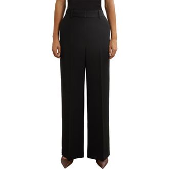 Reiss Margeaux Straight Leg Pants in Black at Nordstrom, Size 14 Us