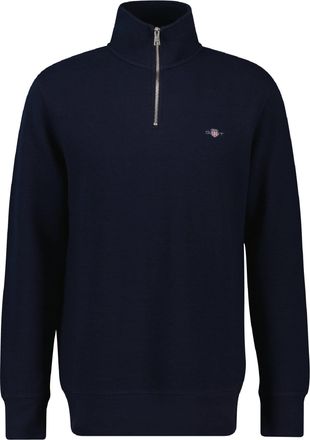 GANT Mens Textured Half-Zip Sweatshirt in Blue Cotton - Size Small