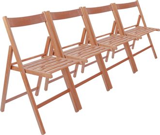 Harbour Housewares Beech Wood Folding Chairs Pack of 4 in Brown