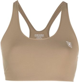 Sporty & Rich cropped stretch top - women - Nylon/Spandex/Elastane - S - Neutrals