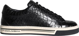 Dolce & Gabbana Black Leather Men Low Top Sneakers Mens Shoes